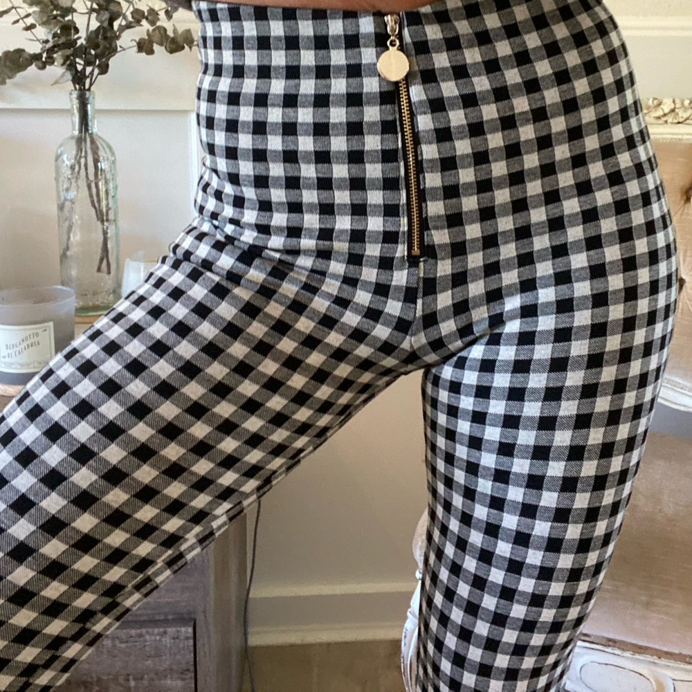 Zara plaid skinny pants stretchy zip up medium